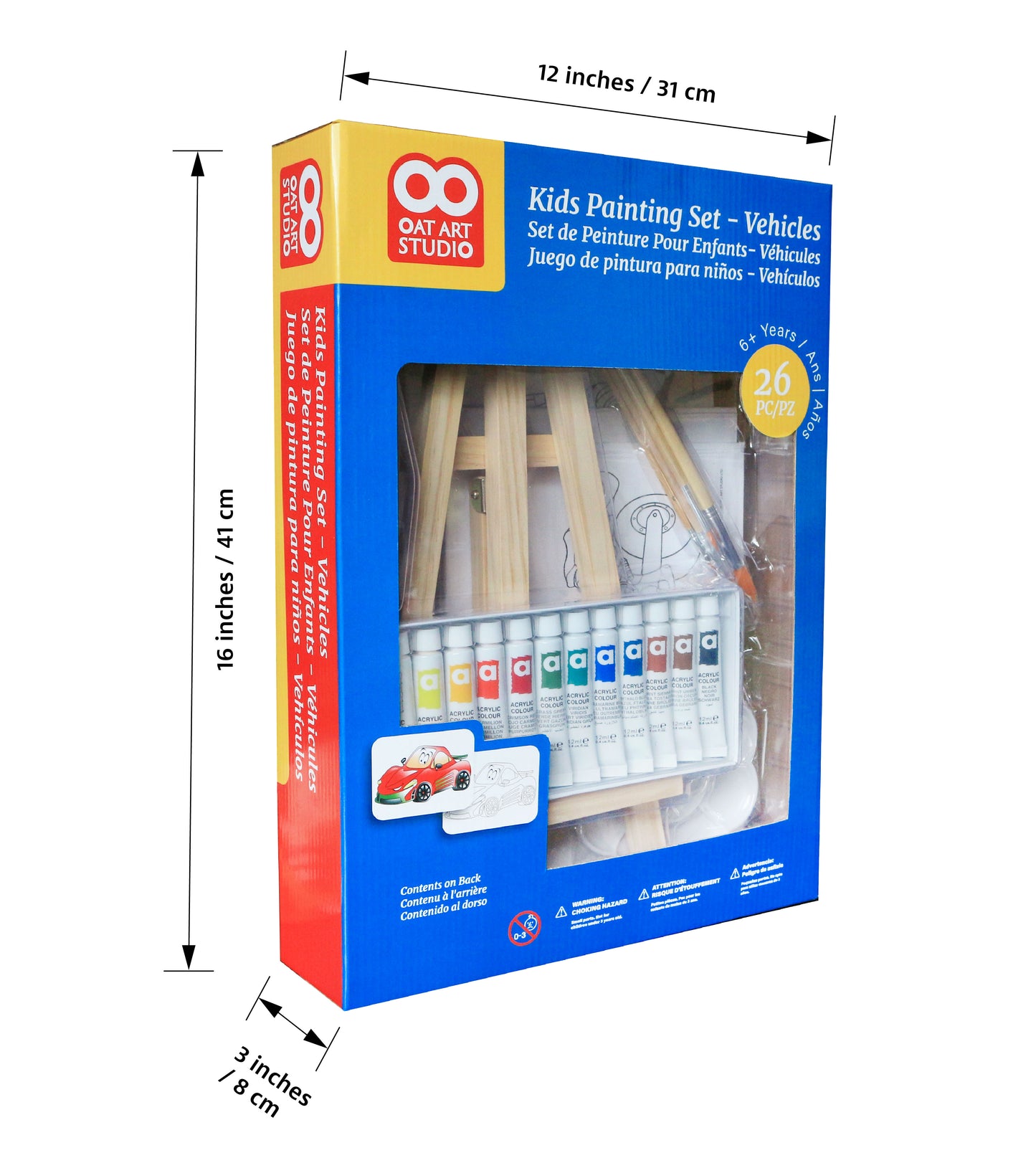 OAT ART STUDIO 26-Piece Kids Art Painting Set with wood Easel