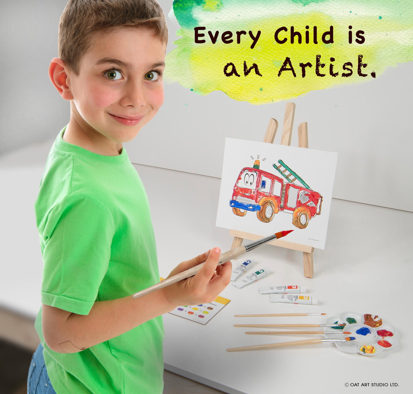 OAT ART STUDIO 26-Piece Kids Art Painting Set with wood Easel
