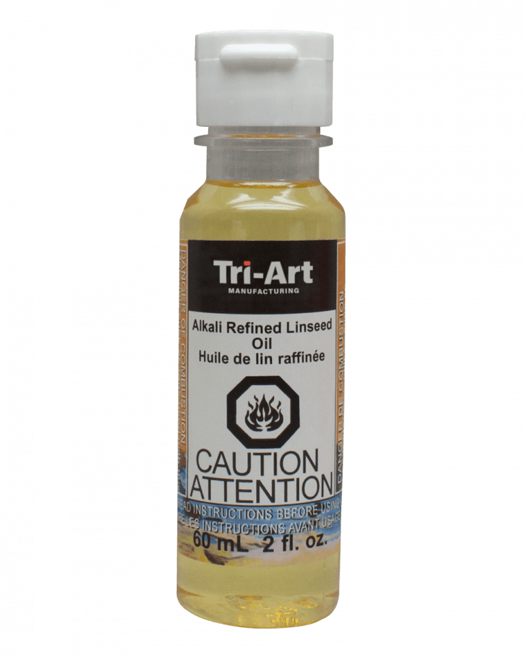 Bottle of Tri-Art Alkali Refined Linseed Oil