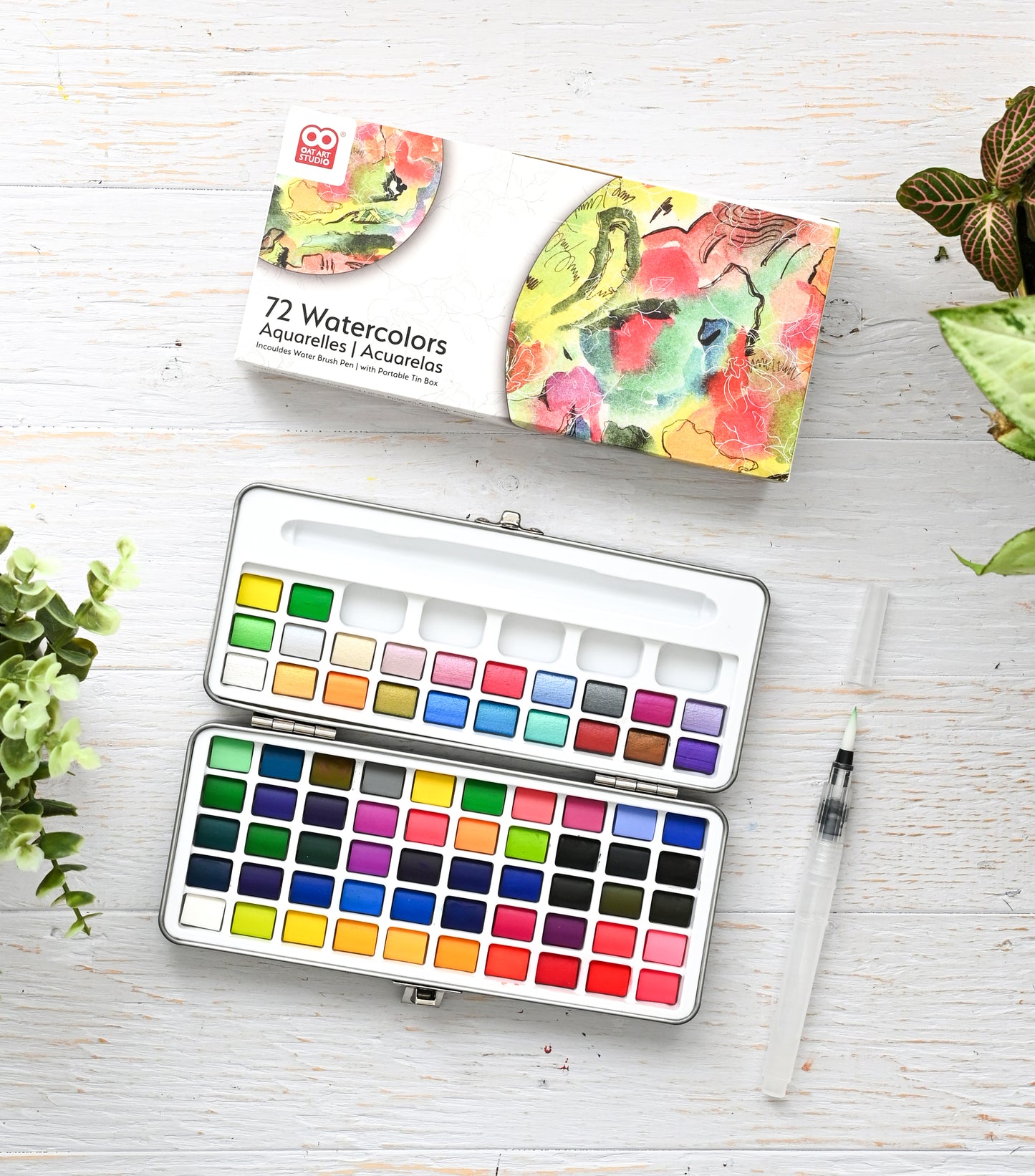 OAT ART STUDIO Watercolor Paint Set, 72 Colors with Water Brush Pen, Great for Kids and Adults, Art Supplies, Perfect Starter Kit for Painting