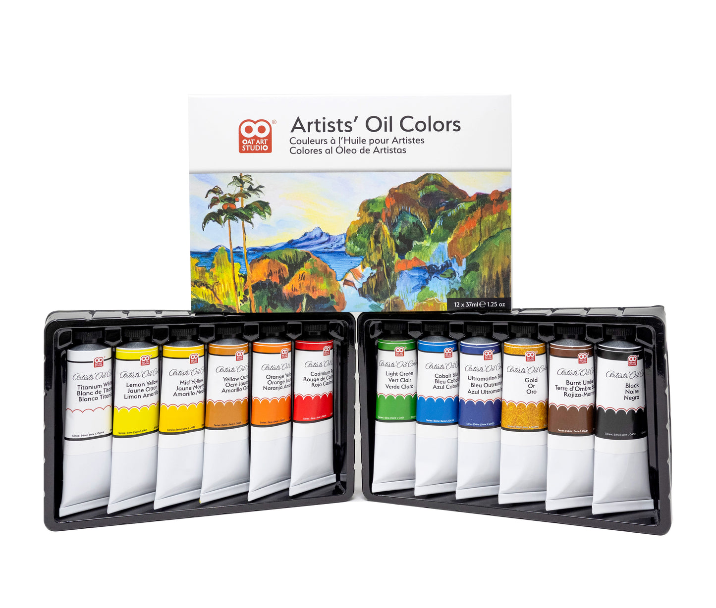 OAT ART STUDIO Artists' Oil Colors, Professional Grade, including Gold. 12x37 ml/1.25 oz