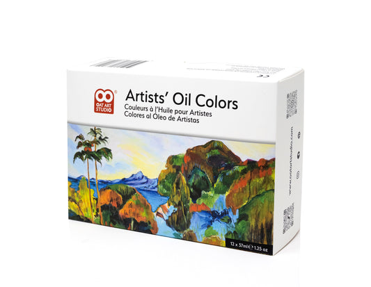 OAT ART STUDIO Artists' Oil Colors, Professional Grade, including Gold. 12x37 ml/1.25 oz